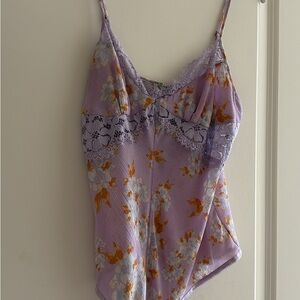 Free People Purple Floral Bodysuit